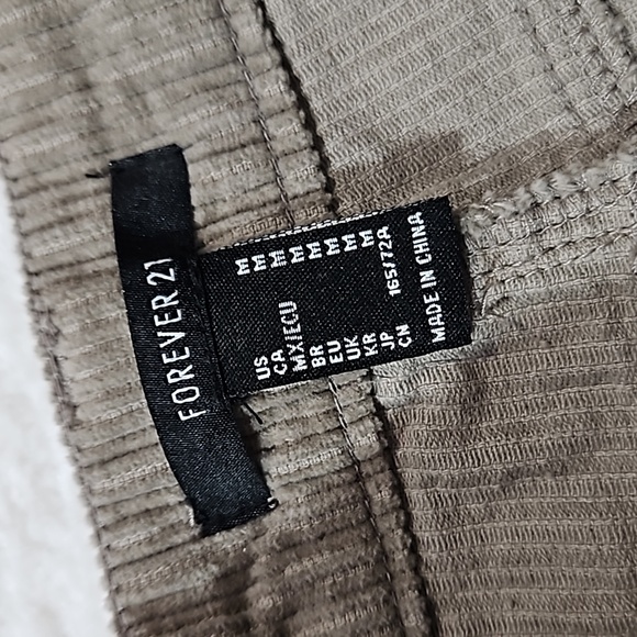 Forever 21 Corduroy Straight Leg Pants Tan M Raw Hem Mid Rise Bohemian - Picture 10 of 10